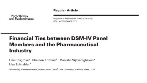 Studio dei legami finanziari fra psichiatri del dsm-iv e industrie farmaceutiche