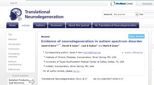 Evidenza di neurodegenerazione nei disturbi dello spettro autistico