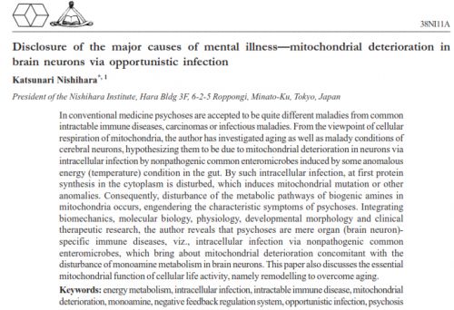 Disclosure of the major causes of mental illness—mitochondrial deterioration in brain neurons via opportunistic infection